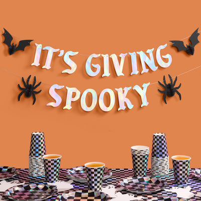 It's Giving Spooky Banner - iridescent foil banner
