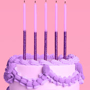Purple Glitter Candles - 10 birthday candles