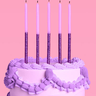 Purple Glitter Candles - 10 birthday candles