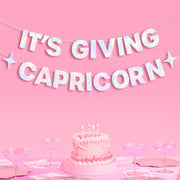 It's Giving Capricorn Banner - iridescent foil banner