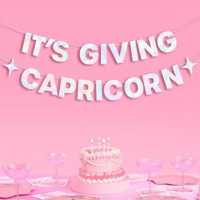 It's Giving Capricorn Banner - iridescent foil banner