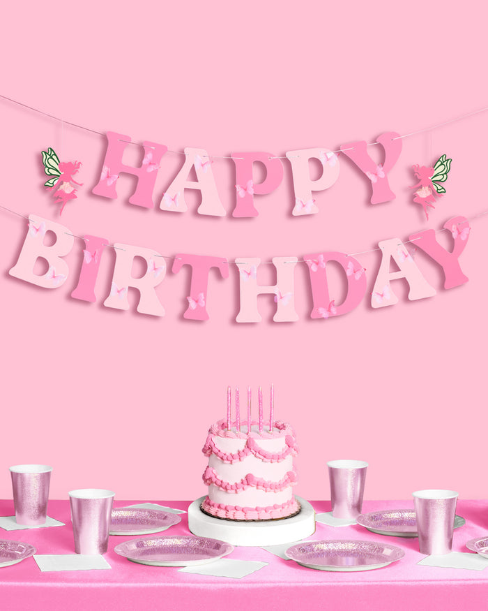 Garden Fairy Banner - 3D paper banner