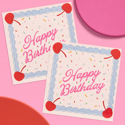 Bday Cake Napkins - 25 sprinkle napkins