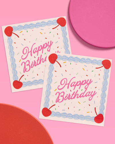 Bday Cake Napkins - 25 sprinkle napkins