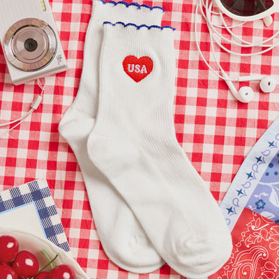 America 250 Socks - white crew socks