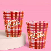 Give Thanks Plaid Cups - 16 fall party cups