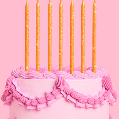 Orange Glitter Candles - 10 glitter candles