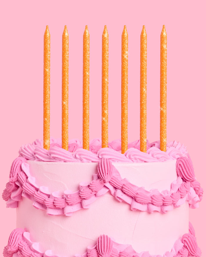Orange Glitter Candles - 10 glitter candles