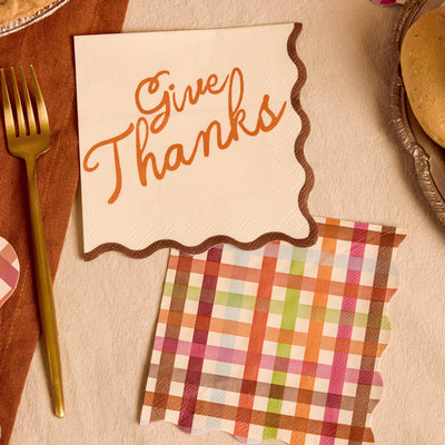 Give Thanks Napkins - fall cocktail napkins