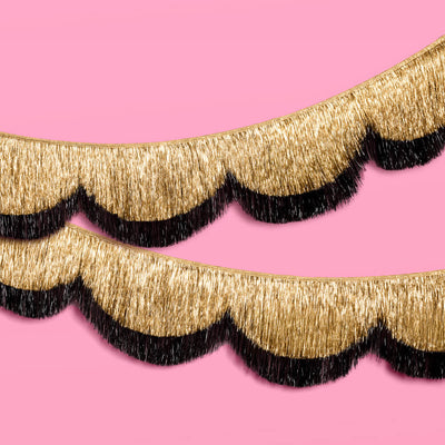 Gold + Black Scallop Fringe Banner - 6 ft fringe garland