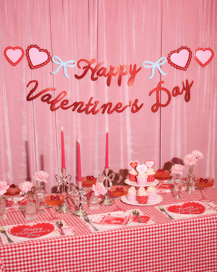 Happy Vday Banner - 3D glitter banner