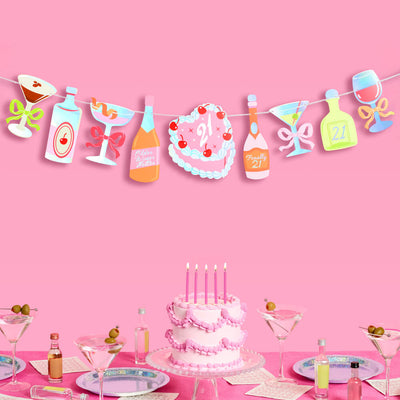21st Birthday Banner - cocktail garland