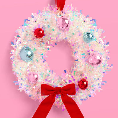 A White Christmas Wreath - white iridescent mini wreath