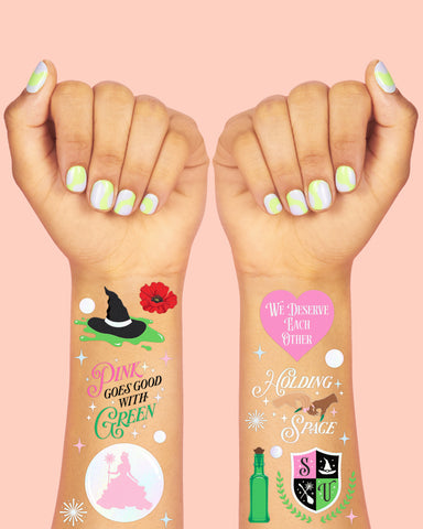 Pink Goes Good With Green Tats - 50 temporary tattoos