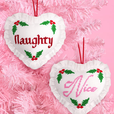Naughty or Nice Ornament - cross stitch ornament