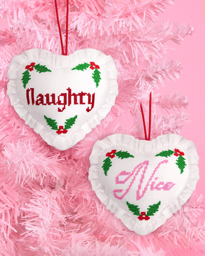 Naughty or Nice Ornament - cross stitch ornament