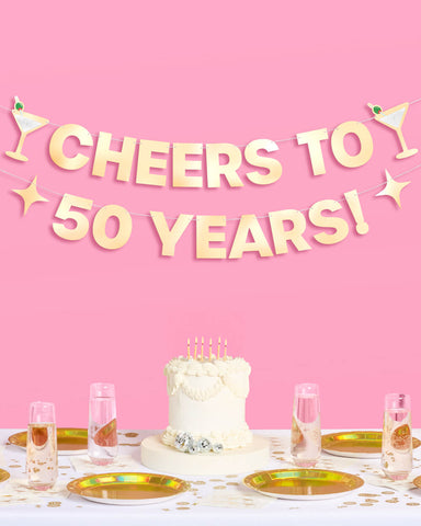 Cheers to 50 Years Banner - 3D paper banner