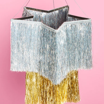 Starstruck Fringe Chandelier - silver + gold