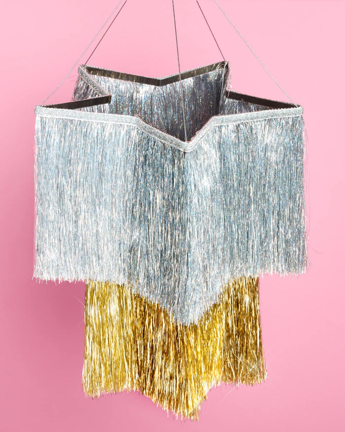 Starstruck Fringe Chandelier - silver + gold
