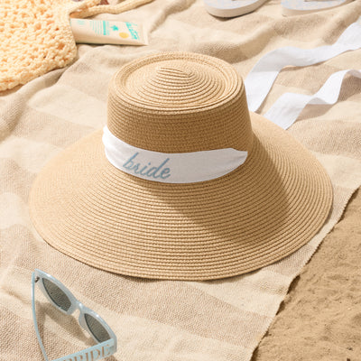Bride Sun Hat - embroidered straw hat