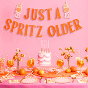 Just A Spritz Older Banner - orange glitter banner