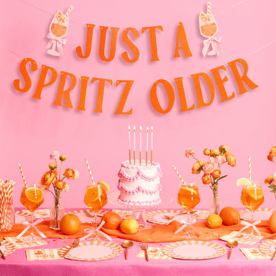 Just A Spritz Older Banner - orange glitter banner