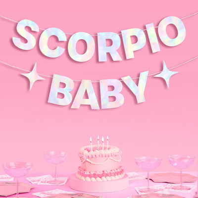 Scorpio Baby Banner - iridescent foil banner