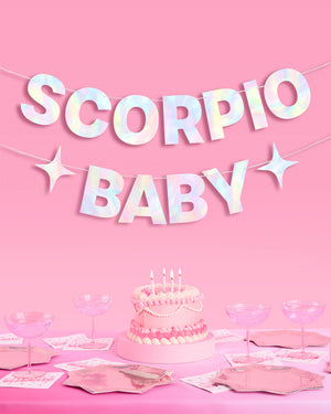 Scorpio Baby Banner - iridescent foil banner