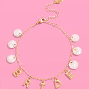Bride Anklet - gold + mother of pearl discs