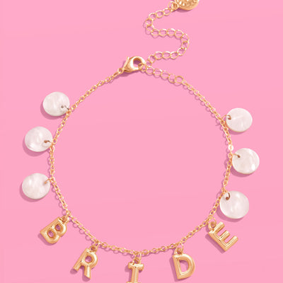 Bride Anklet - gold + mother of pearl discs