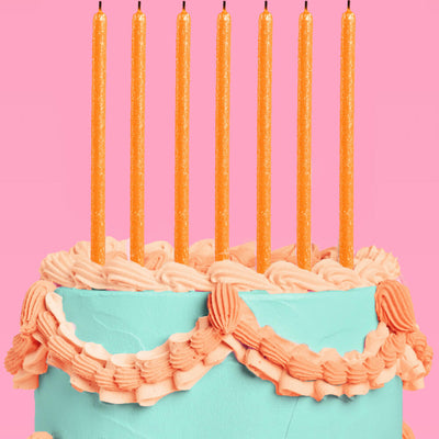 Orange Glitter Candles - 10 glitter candles