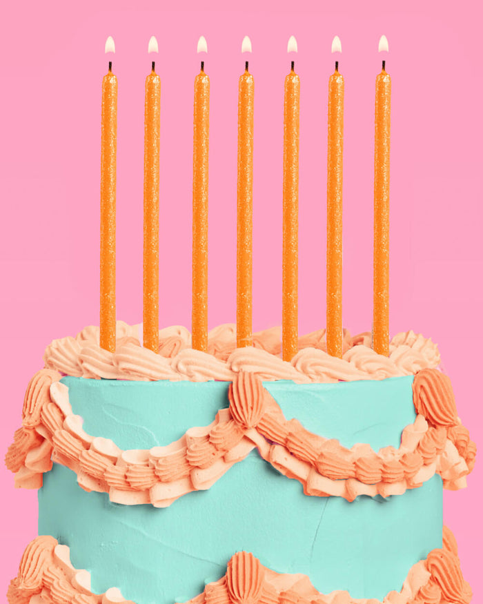 Orange Glitter Candles - 10 glitter candles