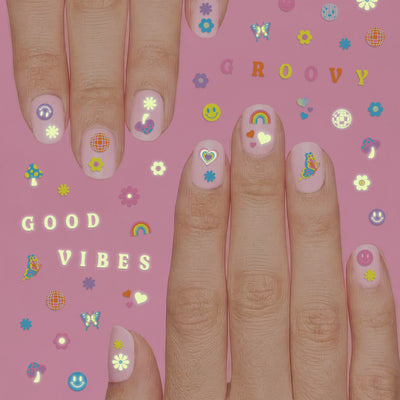 Groovy Glow Nail Stickers - 692 glow in dark stickers