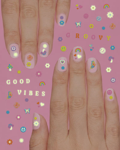 Groovy Glow Nail Stickers - 692 glow in dark stickers