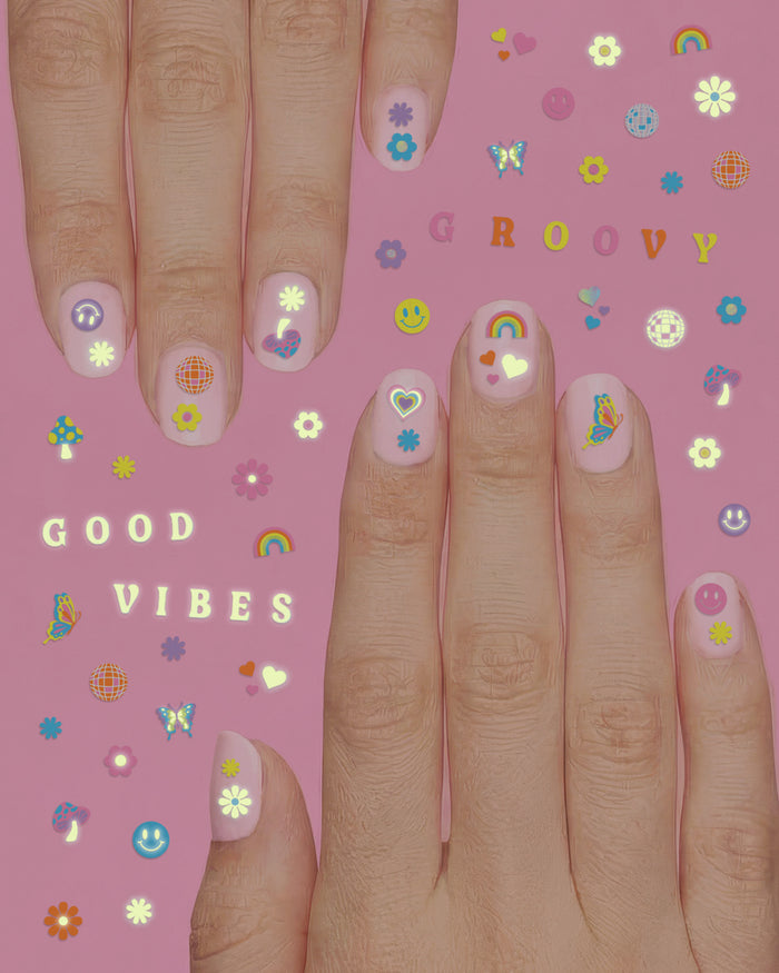 Groovy Glow Nail Stickers - 692 glow in dark stickers