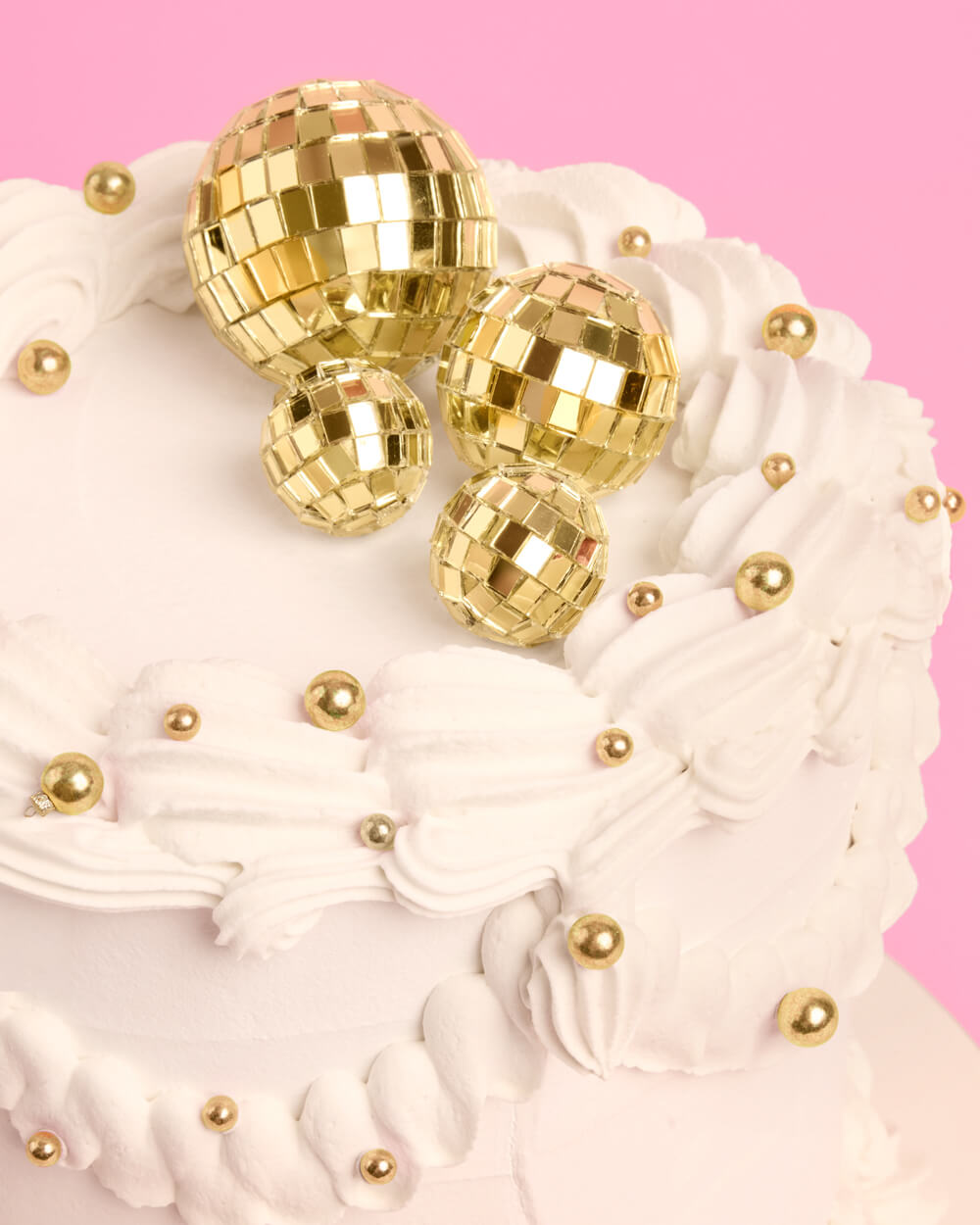 Gold Disco Topper - 4 disco ball cake toppers