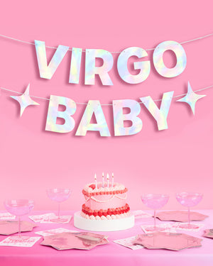 Virgo Baby Banner - iridescent foil banner