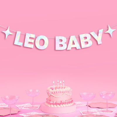 Leo Baby Banner - iridescent foil banner