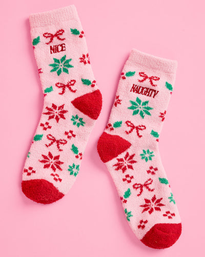 Naughty & Nice Cloud Socks - cozy holiday socks