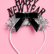 Happy New Year Bow Headband - glitter headband