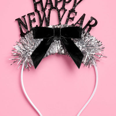 Happy New Year Bow Headband - glitter headband