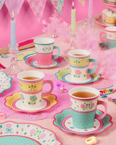 Tea Party Cups + Saucers - 32 pc drinkware set