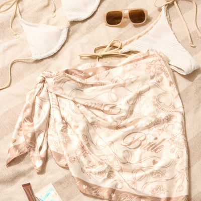 Neutral Bride Sarong - satin printed sarong