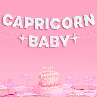 Capricorn Baby Banner - iridescent foil banner