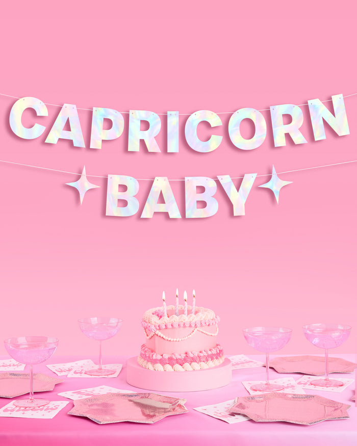 Capricorn Baby Banner - iridescent foil banner