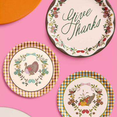 Thanksgiving Harvest Plates - 32 paper plates