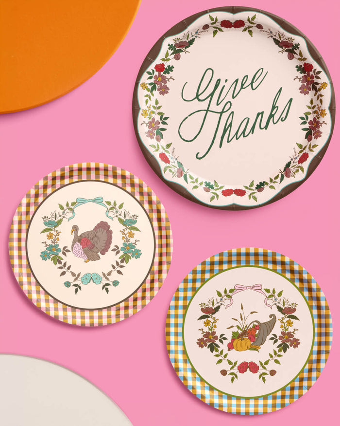 Thanksgiving Harvest Plates - 32 paper plates