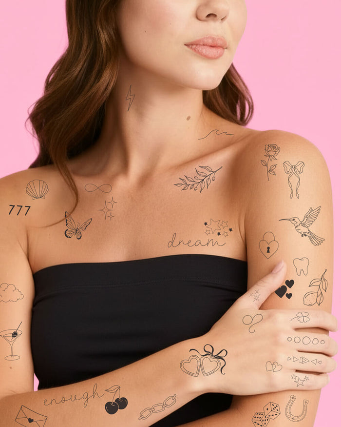 Realistic Fine Line Tattoos - 4 tattoo sheets