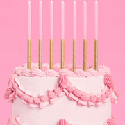 Pink + Gold Glitter Candles - 10 birthday candles