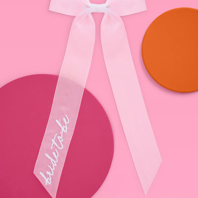 Bride To Be Bow - white embroidered bow